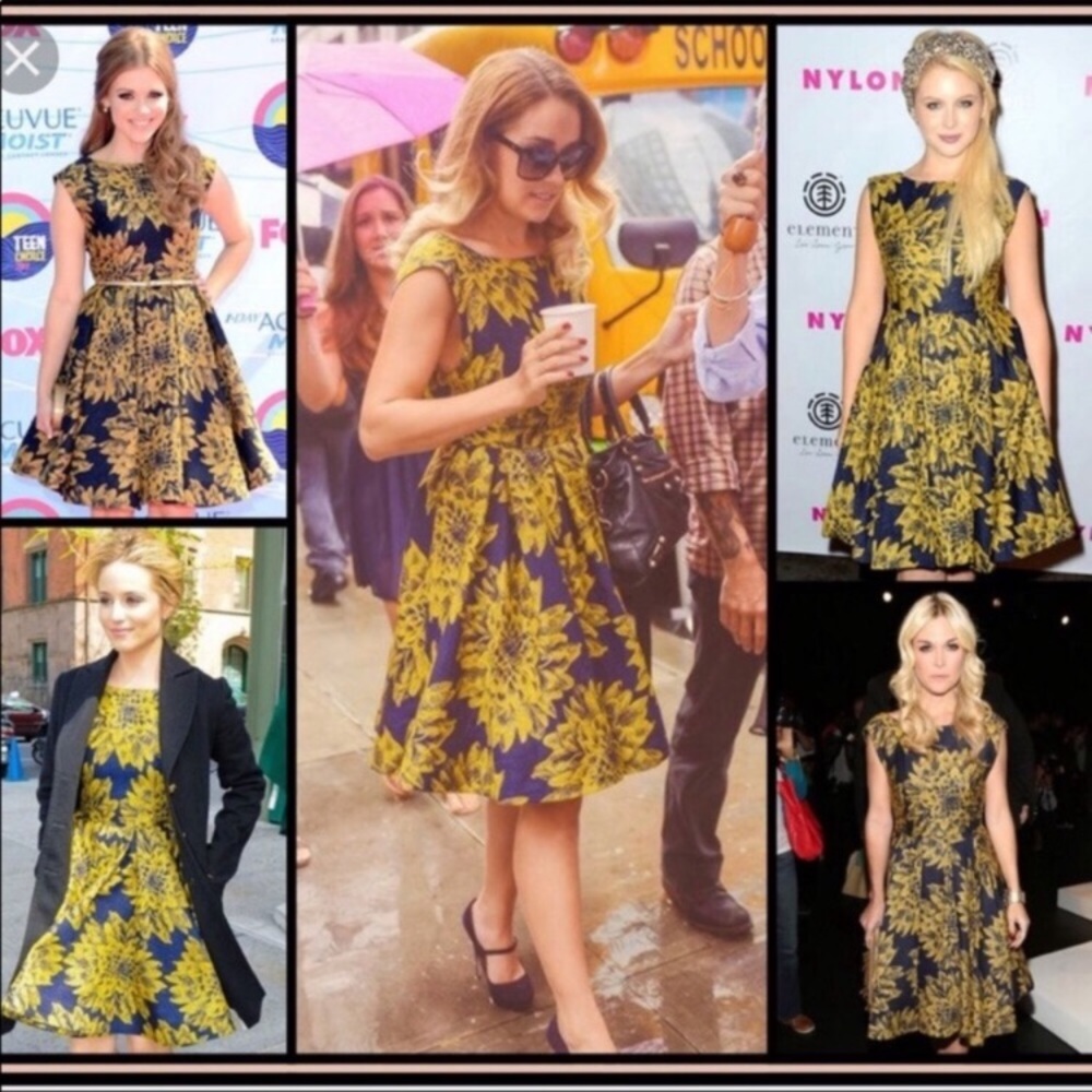 Alice + Olivia “Reese” box pleat flare dress 6 - Picture 3 of 6
